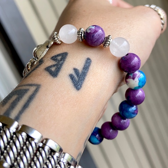 Silver buddha white agate & snow purple jasper - Picture 8 of 15